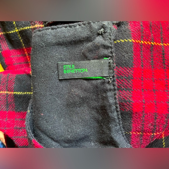 Tweed woven dress by Benetton, red & black check for 8-10 years old girls Size S - Picture 7 of 7